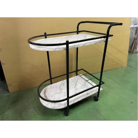 Faux White Marble Serving Cart