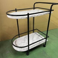 Faux White Marble Serving Cart