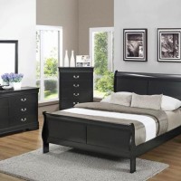 Black King Bed, Nightstand, Dresser, Mirror And Chest
