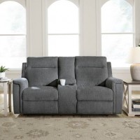 Barnsana Double Recliner Power Loveseat with Console