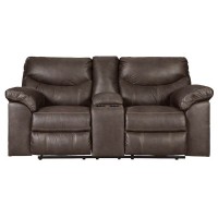 Boxberg Teak Double Recliner Loveseat with Console