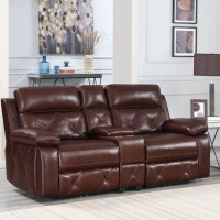 Chester Chocolate Leather Power Loveseats