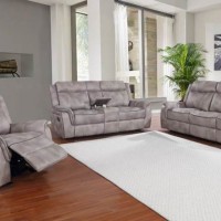 Lawrence Taupe Motion Sofa, Motion Loveseat And Glider Recliner