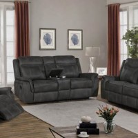 Lawrence Charcoal Motion Sofa, Motion Loveseat And Glider Recliner