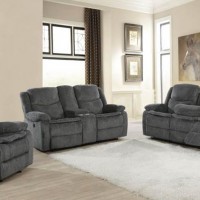 Charcoal Ppwer Glider Recliner, Power Sofa And Power Loveseat