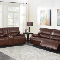 Saddle Brown Power Sofa And Power Loveseat