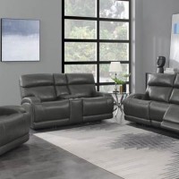 Charcoal Power Glider Recliner, Power Loverseat And Power Sofa