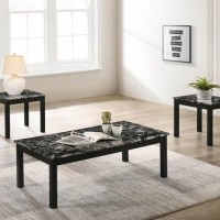 Black Faux Marble Coffee Table And End Table