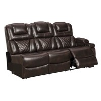 Warnerton Chocolate Right Arm Facing Recliner Power Sofa with Console