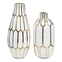 Mohsen Gold Finish/White Vase Set (Includes 2)
