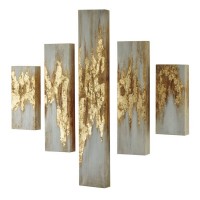 Devlan Gold Finish/White Wall Art Set (Includes 5)