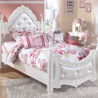 Exquisite White Twin Padded Poster Bed