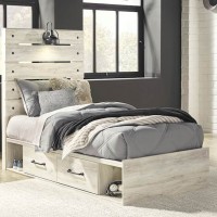 Cambeck Whitewash Twin Panel Bed with (2) Underbed Side Storage