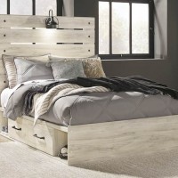 Cambeck Whitewash Full Panel Bed with (2) Underbed Side Storage