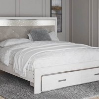 Altyra White King Bookcase Bed with Storage (Mattress Only Required)