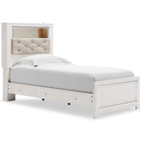 Altyra Twin Upholstered Panel Bookcase Headboard