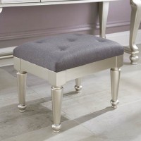 Coralayne Silver Upholstered Stool (Includes 1)
