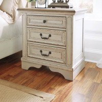 Realyn Chipped White Three Drawer Night Stand