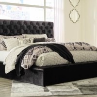 Lindenfield California King Fabric Storage Bed (Black Velvet)