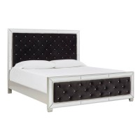 Lindenfield California King Panel Bed (Fabric/Crystal Buttons)