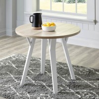 Grannen White/Natural Round Dining Table