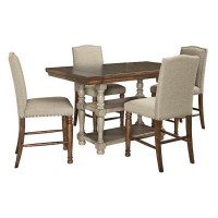 Lettner Gray/Brown Cntr Height Table And (4) 24 Stools
