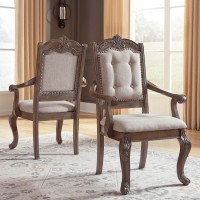 Charmond Brown Dining Upholstered Arm Chair (Includes 2)