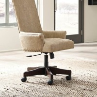 Baldridge Rustic Brown Upholstered Swivel Desk Chair
