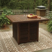 Paradise Trail Square Bar Table with Fire Pit