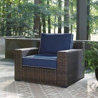 Grasson Lane Brown/Blue Lounge Chair with Cushion (Includes 1)