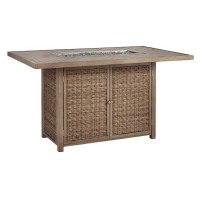 Beachcroft Rectangular Bar Table with Fire Pit