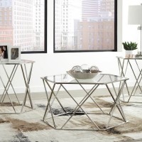 Madanere Chrome Finish Occasional Table Set (Includes 3)