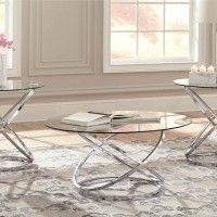 Hollynyx Chrome Finish Occasional Table Set (Includes 3)