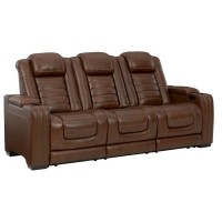 Backtrack Chocolate Power Recliner Sofa with Adjustable Headrest