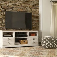 Willowton Whitewash LG TV Stand with Fireplace Option