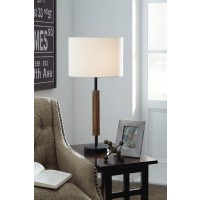 Maliny Black/Brown Wood Table Lamp (Includes 2)