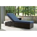 Grasson Lane Brown/Blue Chaise Lounge with Cushion